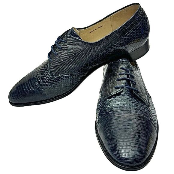 Carlo Morandi Blue Lizard Skin Leather Mens Oxford Shoes Size 11 Medium Used main image 9